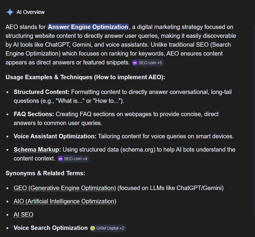 AEO Answer Engine Optimisation Australia