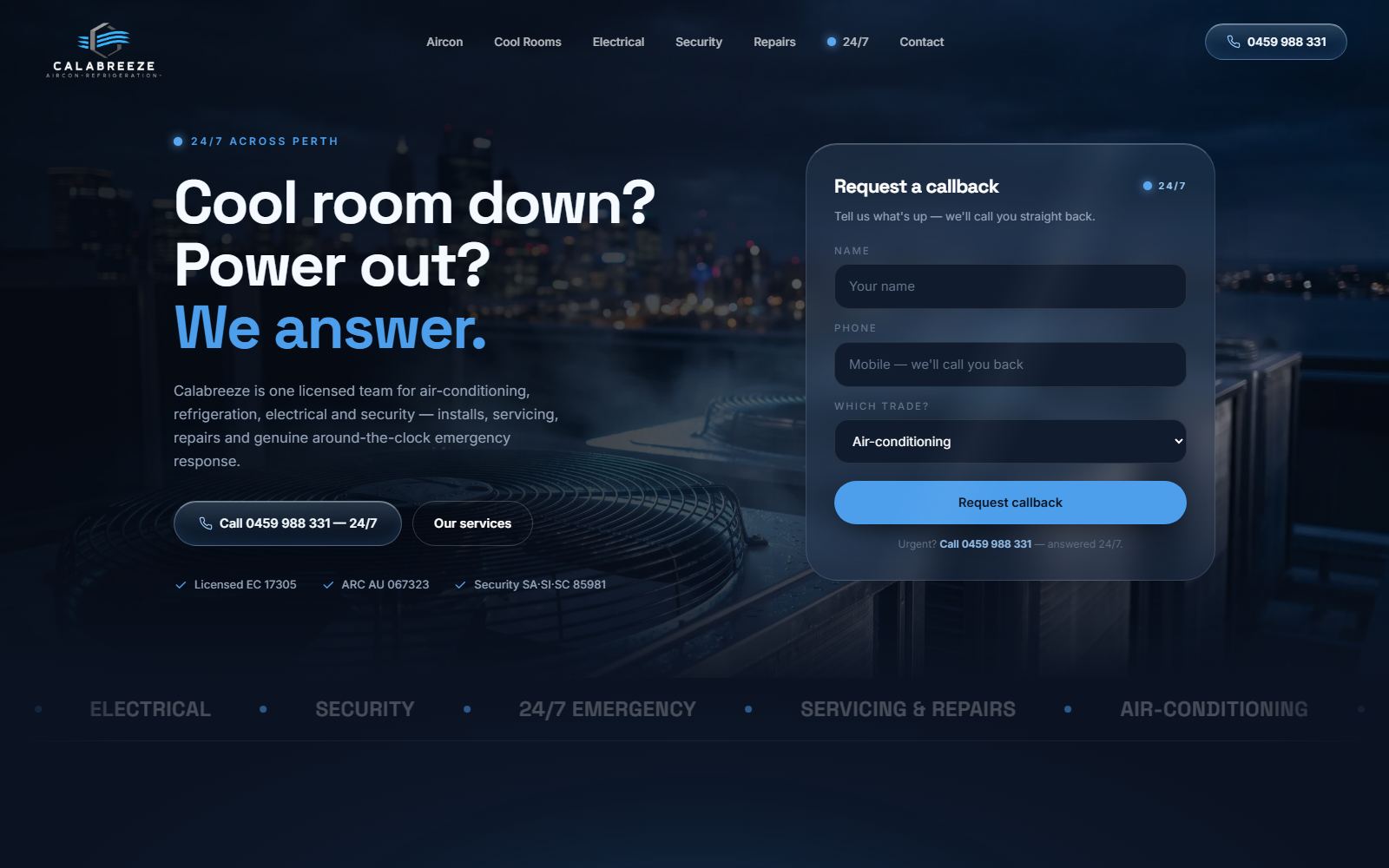 Calabreeze homepage, built by Source Digital