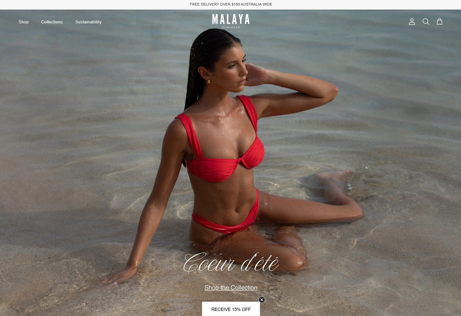 Malaya Swimwear Swimwear · Fashion E-commerce website Perth. built by Source Digital
