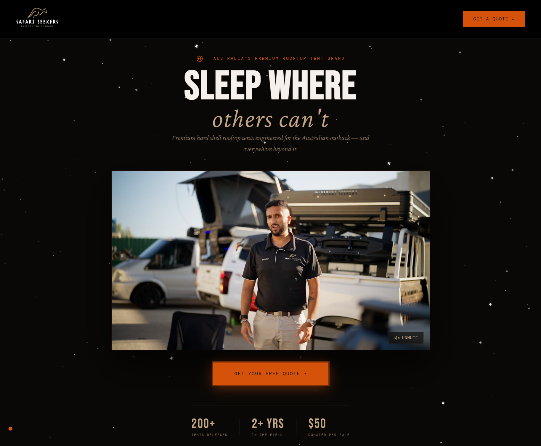 Safari Seekers rooftop tent e-commerce website Perth — custom HTML build by Source Digital